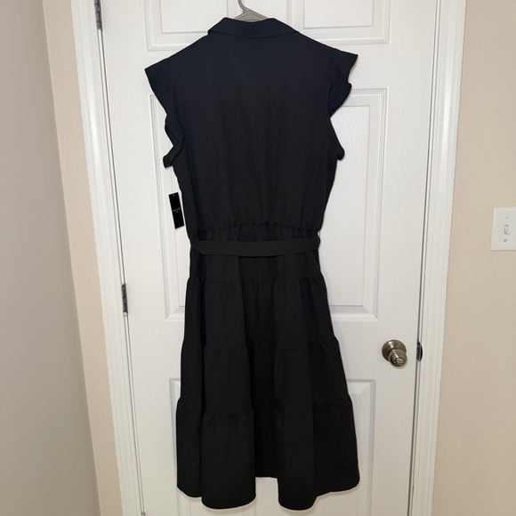 Tahari ASL Black Ruffle Sleeve Midi Dress - Picture 6 of 6